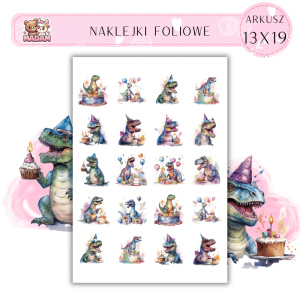 Naklejki Foliowe Dinozaury Urodziny 13x19, Madam