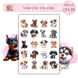 Naklejki Foliowe Bajkowe Słodkie Psy 13x19, Madam