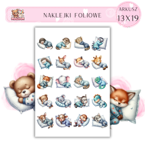 Naklejki Foliowe Śpiące Zwierzęta 13x19, Madam