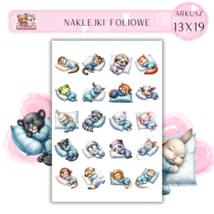 Naklejki Foliowe Śpiące Zwierzęta 13x19, Madam