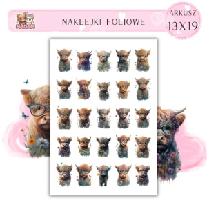 Naklejki Foliowe Krowy Górskie w okularach 13x19, Madam