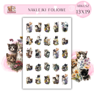 Naklejki Foliowe Słodkie Kotki 13x19, Madam