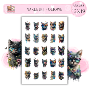 Naklejki Foliowe Abstrakcyjne Koty 13x19, Madam