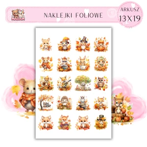 Naklejki Foliowe Jesień Zwierzęta 13x19, Madam