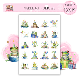 Naklejki Foliowe Urodziny Żaba 13x19, Madam