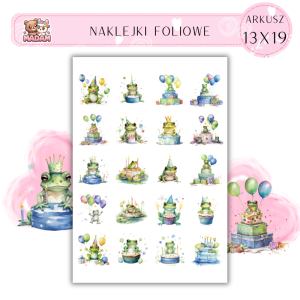 Naklejki Foliowe Urodziny Żaba 13x19, Madam