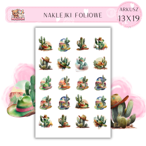 Naklejki Foliowe Kaktusy Kowboj 13x19, Madam
