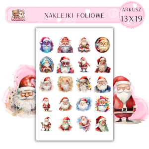 Naklejki Foliowe Boże Narodzenie Mikołaj 13x19, Madam