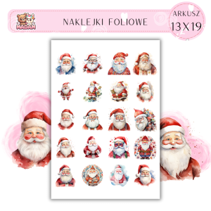 Naklejki Foliowe Boże Narodzenie Mikołaj 13x19, Madam