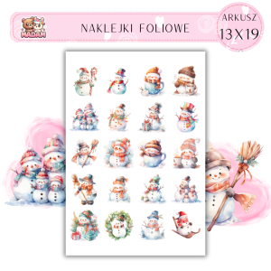 Naklejki Foliowe Zima Bałwany 13x19, Madam