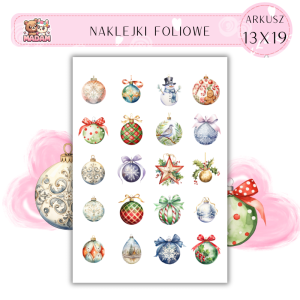 Naklejki Foliowe Boże Narodzenie Bombki 13x19, Madam