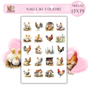 Naklejki Foliowe Kury i Koguty 13x19, Madam