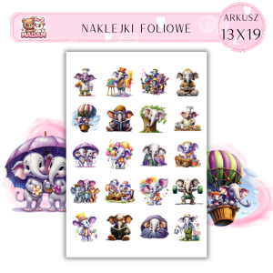 Naklejki Foliowe Bajkowe Słonie 13x19, Madam
