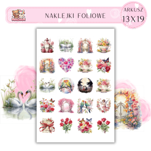 Naklejki Foliowe Love Kwiaty Serca 13x19, Madam