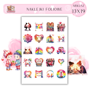 Naklejki Foliowe Kolorowa Miłość Serca 13x19, Madam