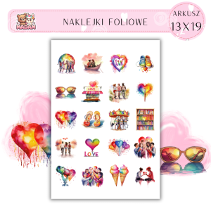 Naklejki Foliowe Kolorowa Miłość Serca 13x19, Madam