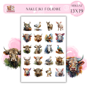 Naklejki Foliowe Akwarelowe Zwierzęta 13x19, Madam