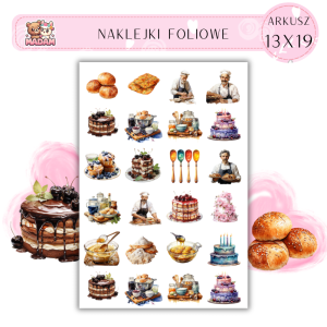 Naklejki Foliowe Cukiernia i Piekarnia Ciasta 13x19, Madam