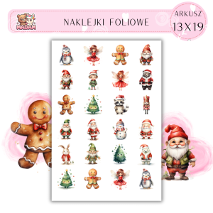 Naklejki Foliowe Boże Narodzenie Świąteczne Postacie 13x19, Madam