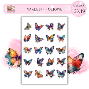 Naklejki Foliowe Akwarelowe Motyle 13x19, Madam
