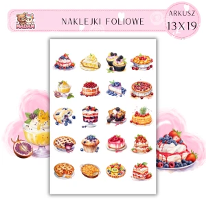 Naklejki Foliowe Desery Ciasta Słodkości 13x19, Madam