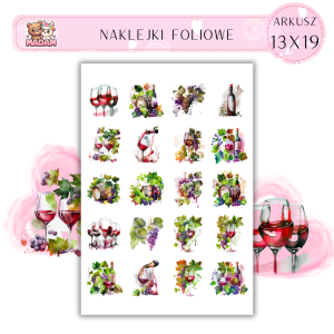 Naklejki Foliowe Wino i Winnica 13x19, Madam