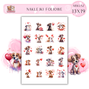 Naklejki Foliowe Zakochane Psy Serca 13x19, Madam
