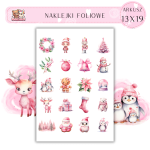 Naklejki Foliowe Różowe Święta Boże Narodzenie 13x19, Madam