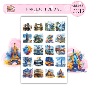 Naklejki Foliowe Budowle Świata 13x19, Madam