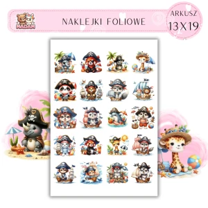 Naklejki Foliowe Zwierzęta Piraci 13x19, Madam