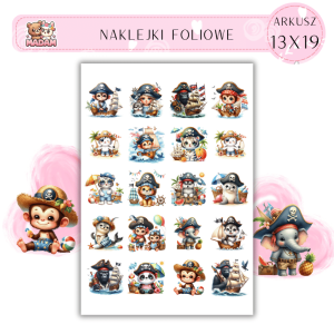 Naklejki Foliowe Zwierzęta Piraci 13x19, Madam