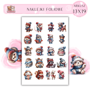 Naklejki Foliowe Zimowe Zwierzęta 13x19, Madam