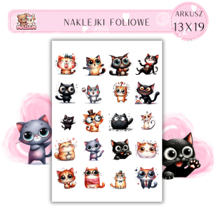 Naklejki Foliowe Zabawne Koty 13x19, Madam