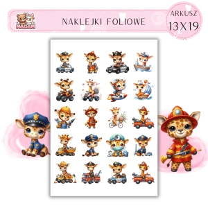 Naklejki Foliowe Żyrafa Środki Transportu 13x19, Madam