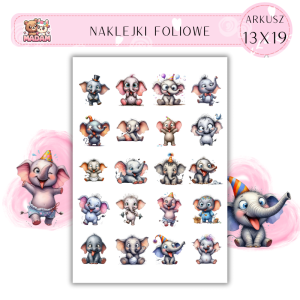 Naklejki Foliowe Zabawne Słonie 13x19, Madam