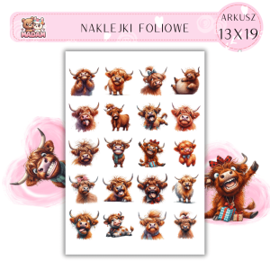 Naklejki Foliowe Włochata Krowa 13x19, MaDam