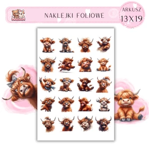 Naklejki Foliowe Włochata Krowa 13x19, MaDam