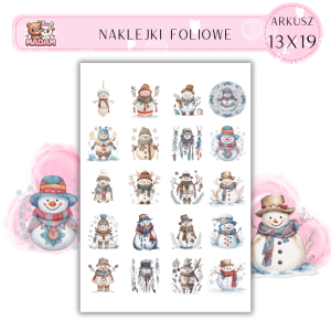 Naklejki Foliowe Zima Bałwan 13x19, MaDam