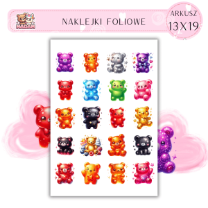Naklejki Foliowe Misie Żelki 13x19, MaDam