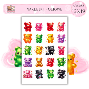 Naklejki Foliowe Misie Żelki 13x19, MaDam