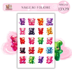 Naklejki Foliowe Misie Żelki 13x19, MaDam