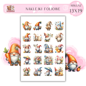 Naklejki Foliowe Gnomy Wielkanoc 13x19, MaDam