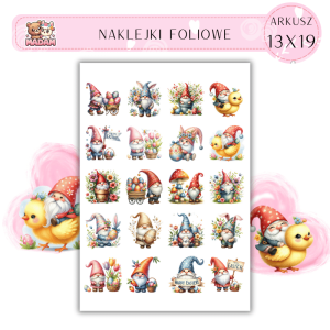 Naklejki Foliowe Gnomy Wielkanoc 13x19, MaDam