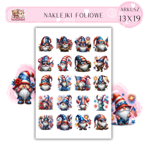 Naklejki Foliowe Gnomy USA 13x19, Madam