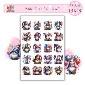 Naklejki Foliowe Gnomy USA 13x19, Madam
