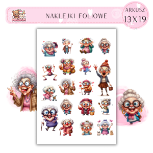 Naklejki Foliowe Babcia 13x19, Madam
