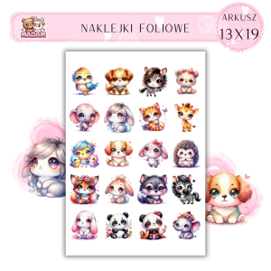 Naklejki Foliowe Zwierzęta Kawaii 13x19, Madam