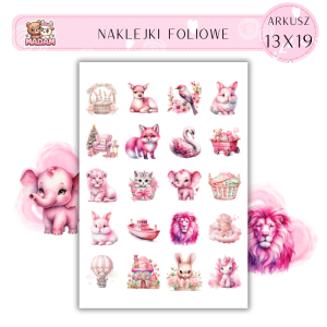 Naklejki Foliowe Różowe Zwierzęta 13x19, Madam