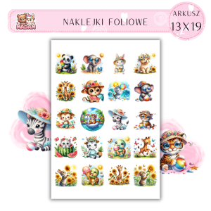 Naklejki Foliowe Zwierzęta Lato Kawaii 13x19, Madam