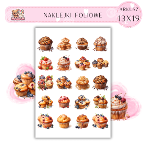 Naklejki Foliowe Ciastka Muffinki Cukiernia 13x19, MaDam